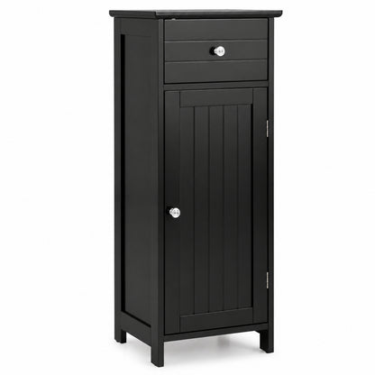 14-Inch Slim Storage Cabinet with Drawer and Door, Black