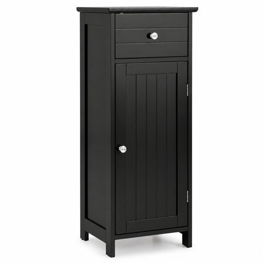 14-Inch Slim Storage Cabinet with Drawer and Door, Black