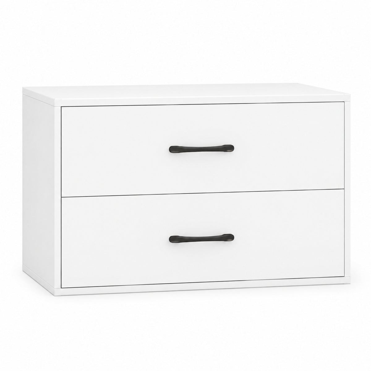 24-Inch Low Storage Cabinet with 2 Drawers, White