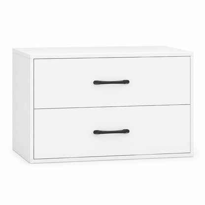 24-Inch Low Storage Cabinet with 2 Drawers, White