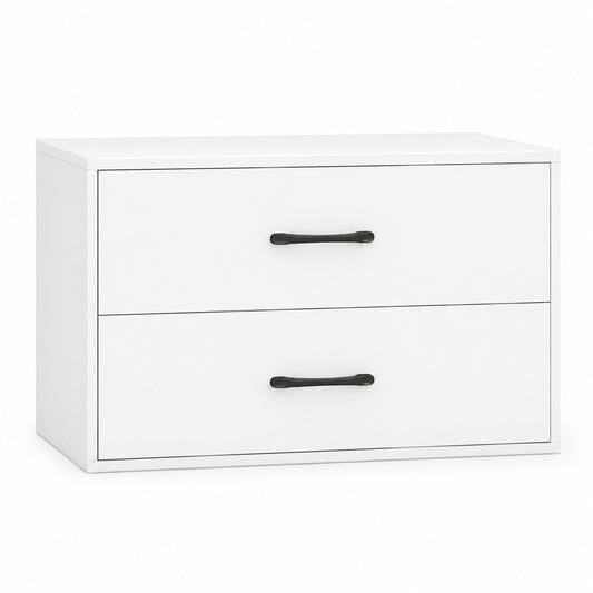 24-Inch Low Storage Cabinet with 2 Drawers, White